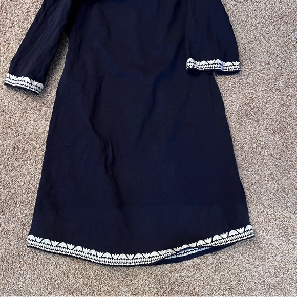 Boden Clemmie Jersey Navy Blue White Embroidered Dress - Picture 8 of 11